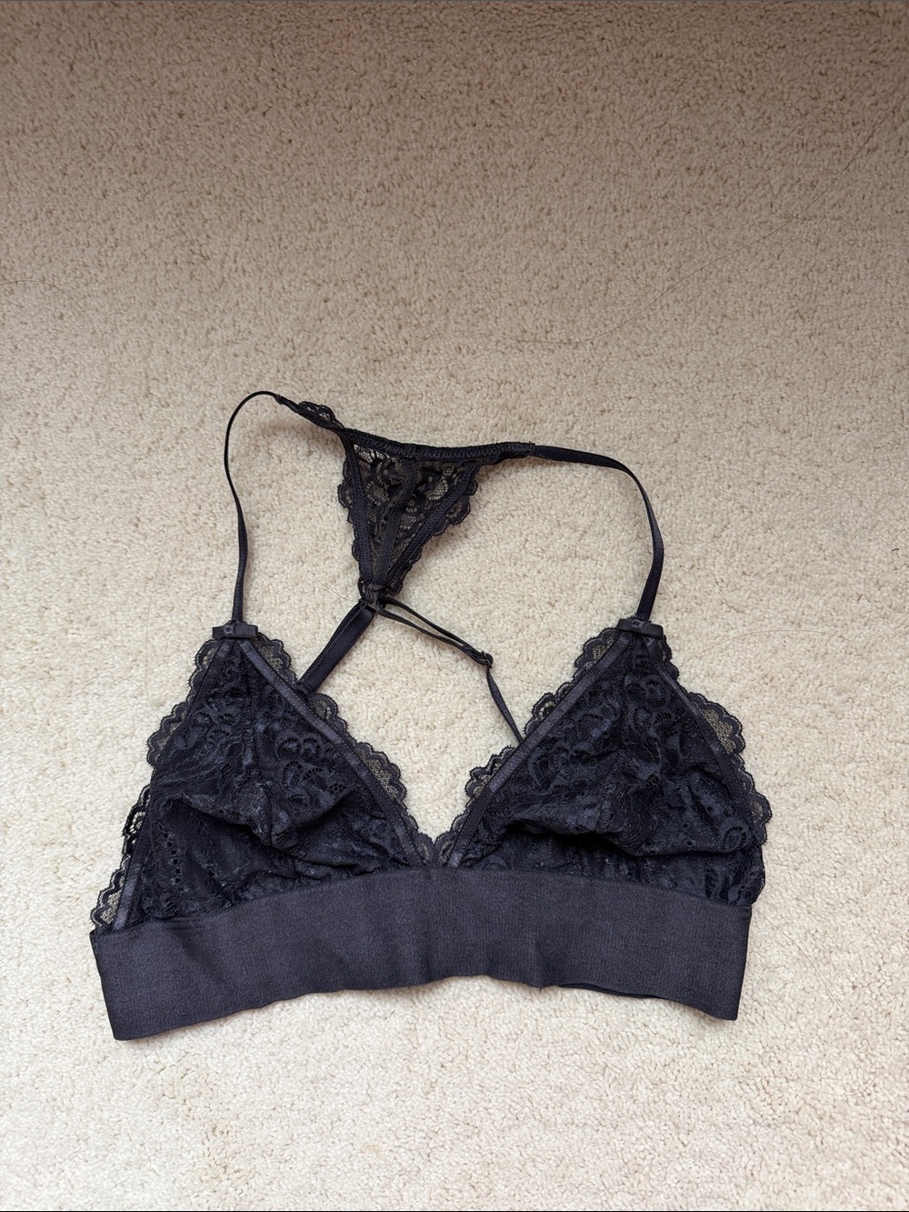 Black Lace Bralette with Racerback - Unbranded